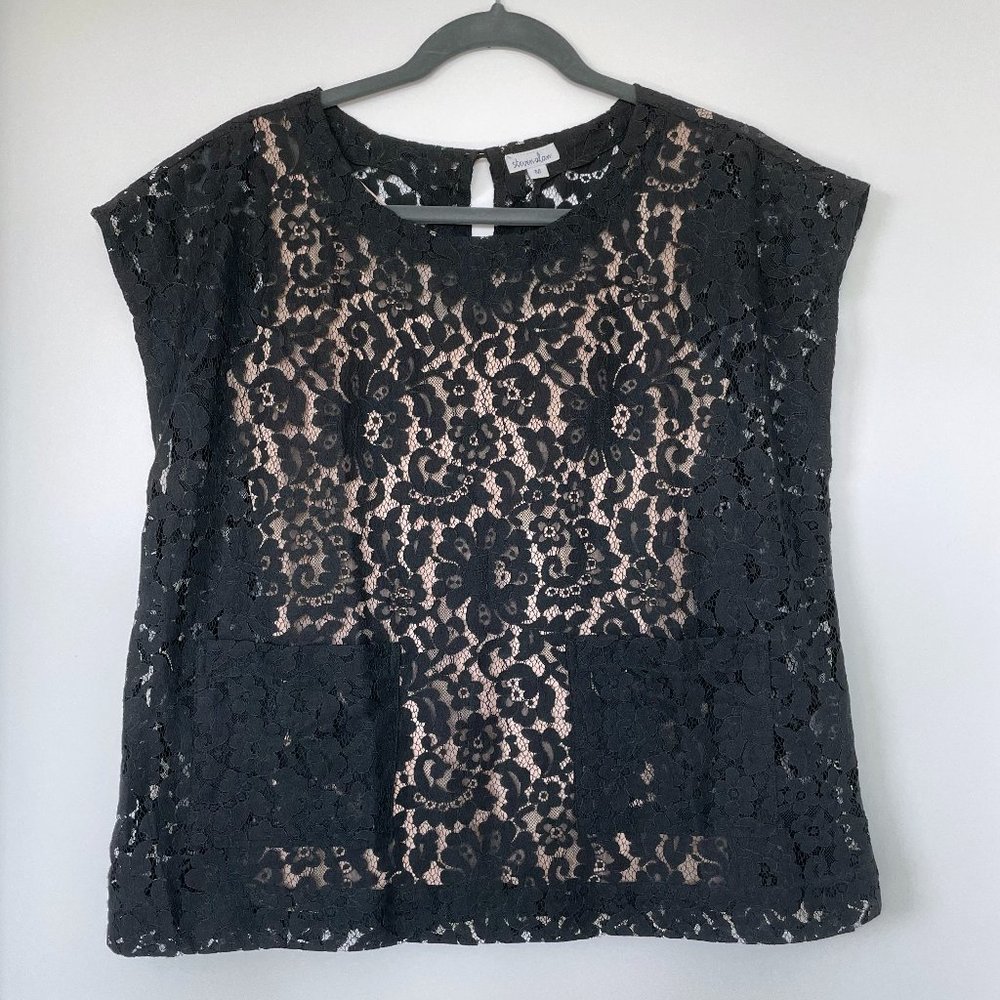 Steven Alan | Black lace blouse with pockets